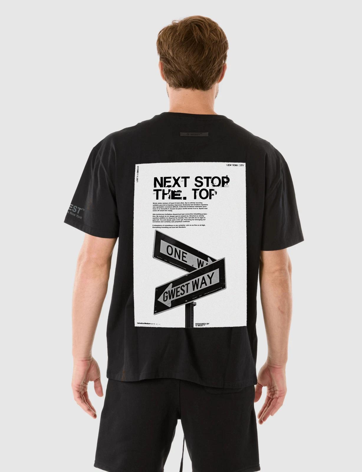 G WEST STREET SIGN T-SHIRT - JET BLACK 3XL