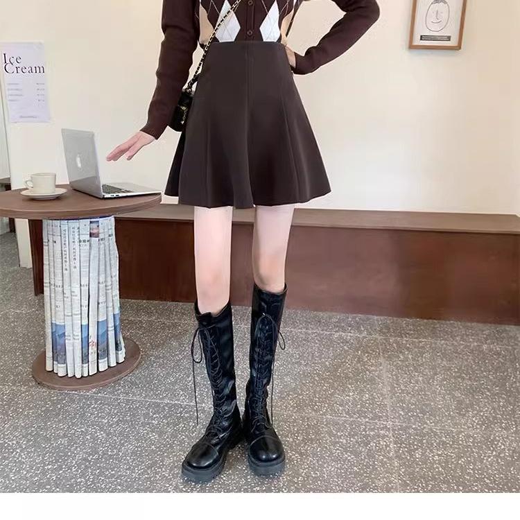 Women's College-Style High-Waisted Wool Pleated Mini Skirt - Autumn 2025 Sweet & Spicy A-Line Design