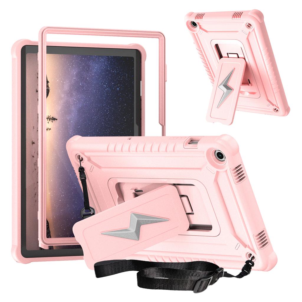 For Samsung Galaxy Tab A9+ Case Kickstand PC + Silicone Tablet Cover with Shoulder Strap