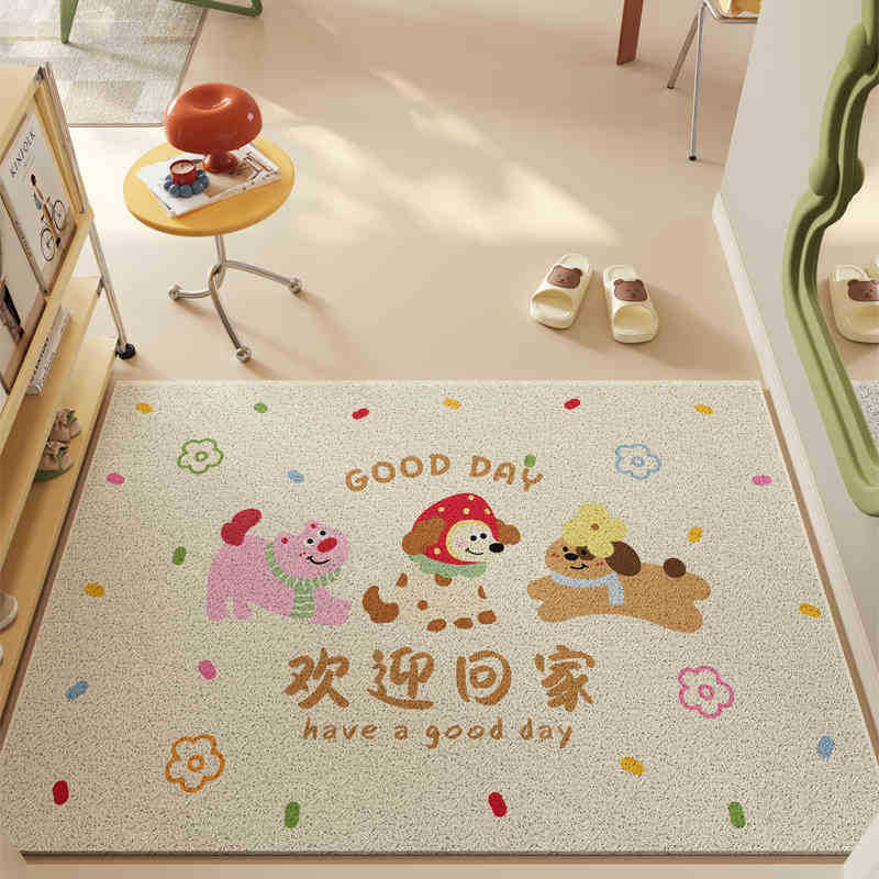 Cartoon Graffiti Home Floor Mat Household Scraping Mud Rubbing Soil Dirt-Resistant Foot Mat Entrance Easy To Take Care Of Silk Ring Floor Mat