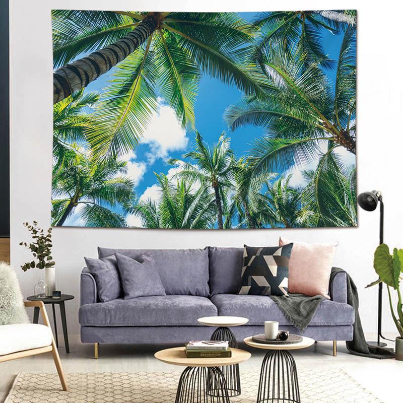 VIKAMA Coconut Tree Palm Tree Tapestry Dormitory Bedside Camping Wind Decoration Ins Room Sea Beach Wallpaper Home Decoration
