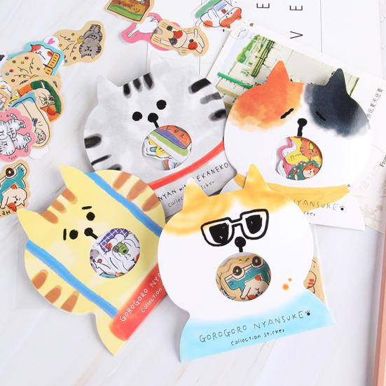 30Pcs  Adorable Attractive Stickers Creative Cats Elements Paper Suitcase Stickers for Hand Account