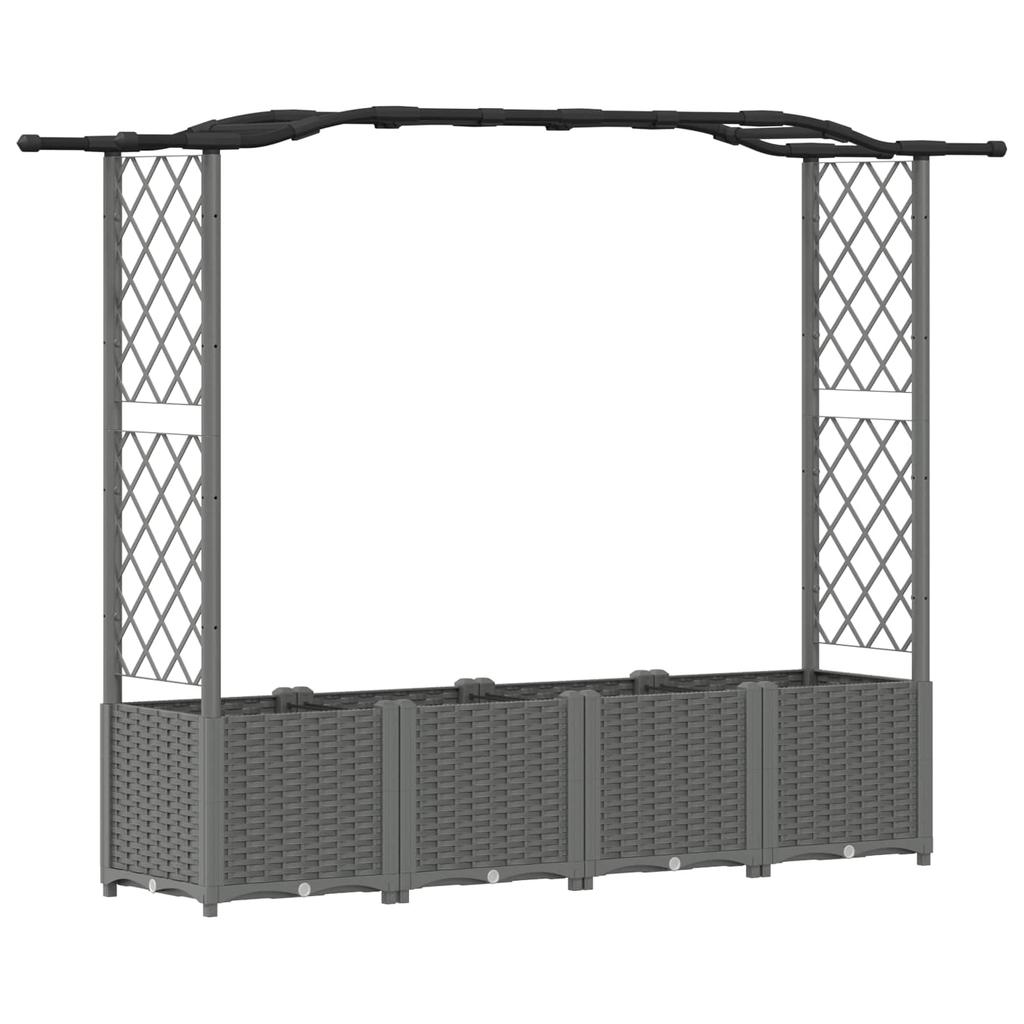 Elevated Planter with Trellis and Hanging Roof Light Grey 204 X 40 X 141 Cm PP