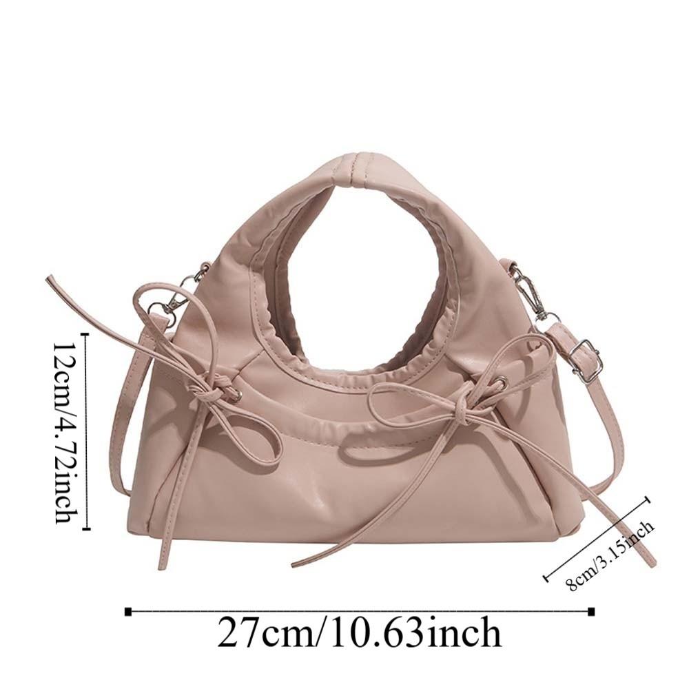 Adjustable Straps Bownot Hobo Bag Polyester Large Capacity Bow Decor Handbag Magnetic Buckle Anti-splash Water