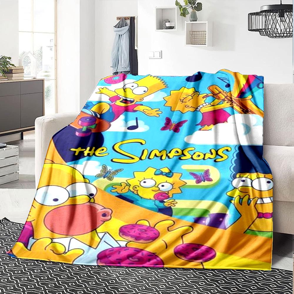 The Simpsons Print Flannel Blanket High Quality Warm Comfortable Cover for All Seasons Perfect for Gifts Home Decor
