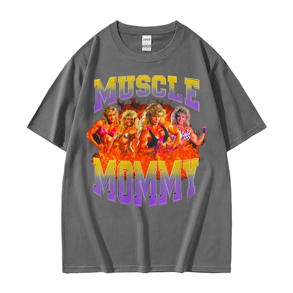 Muscle Mommy Fitness Spaß Meme Muster T-Shirt 2026 Sommer Herren Damen Luxus Mode Retro T-Shirt Baumwolle Übergroßes T-Shirt