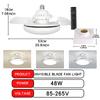 LED 48W ceiling fan light E27 with remote control for dimming, suitable for living room, study, household use, 85-265V