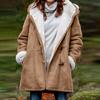 Femmes hiver grande taille solide Plus manteau de velours à manches longues corne boucle poche pardessus