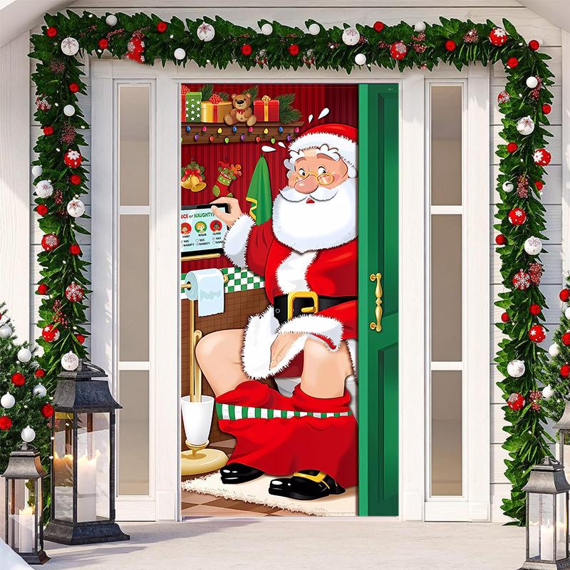 Christmas Door Tapestry: Hanging Cloth Decoration for Festivals & Parties