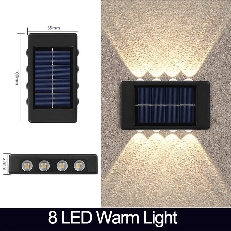 LED Solar Lights Wall Lamp Waterproof Outdoor UP and Down Lighting Solar Powered Lamps Garden Fence Yard Decoration Sunlight