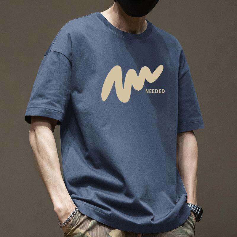 Cotton Short Sleeve T Shirt Print Black White Fashion All Match Breathable Summer Sport T-shirt Men Top