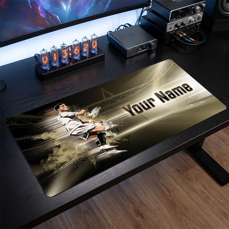 Tappetino Mouse Grande Personalizzato Cristiano Ronaldo, Stampa Testo Nome Personalizzato, Tappetino Scrivania Antiscivolo Logo Calcio Regalo Gaming