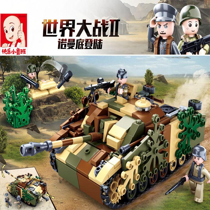 World War II German Military Sturmgeschütz III Armored Fighting Vehicle Building Blocks WW2 Tank Bricks Classic Model Toys Boys