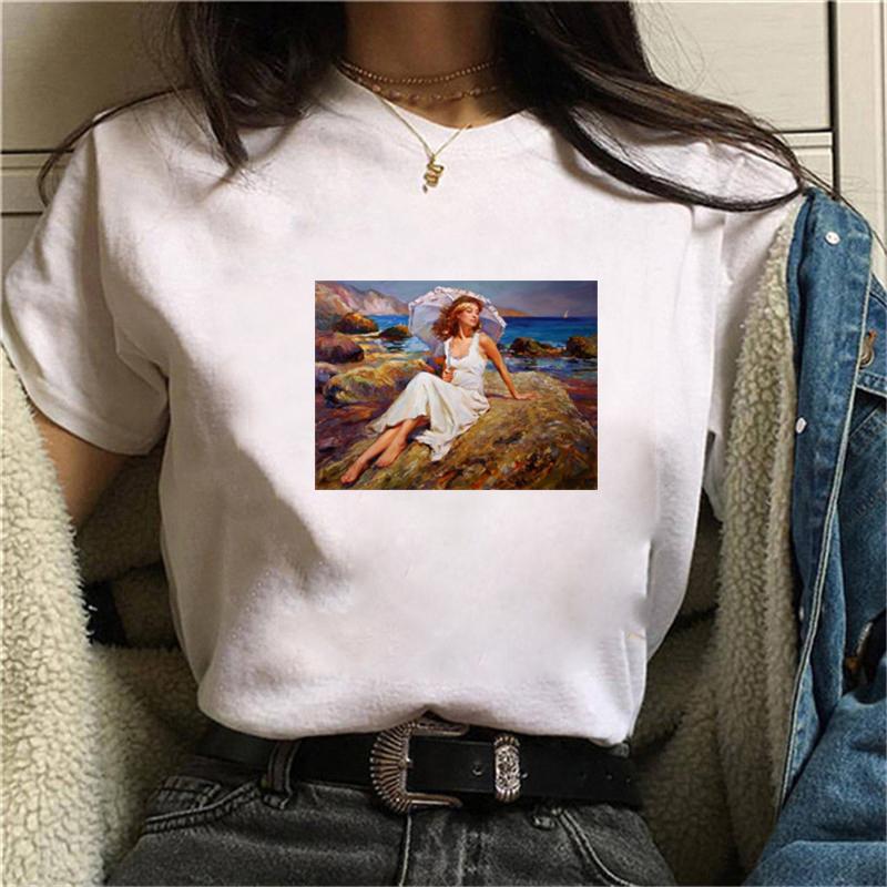 Women T-Shirt New Style Art Oil Painting Short Sleeves T Shirt Summer Fashion Harajuku Oversized T-Shirt Female Casual Clothes