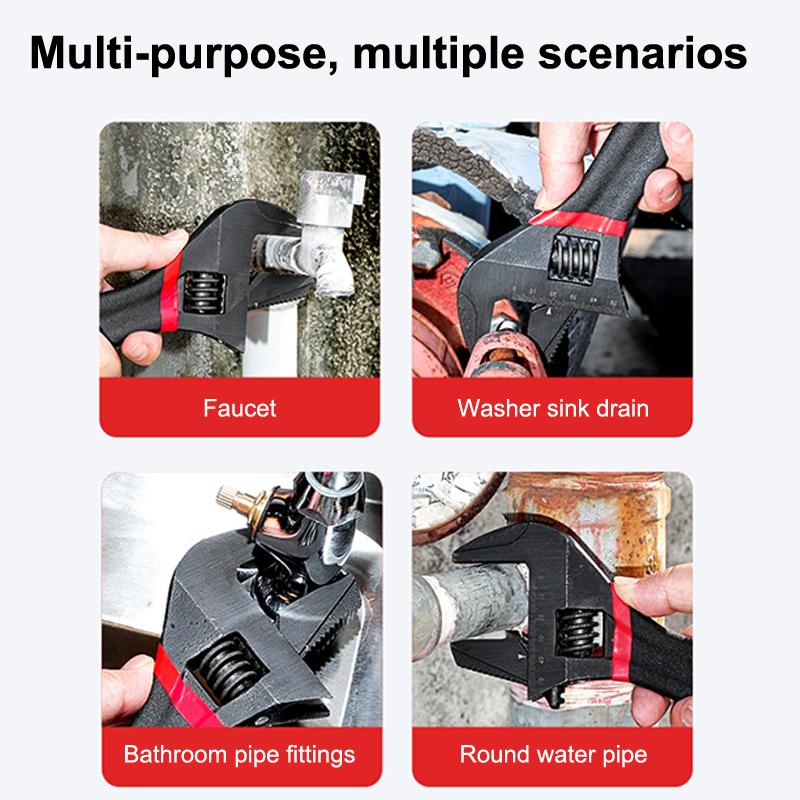 1 Pcs 6/8" Short Handle Adjustable Wrench Oversized Open Bathroom Wrench Mini Small Board Large-Diameter Adjustable Short Handle