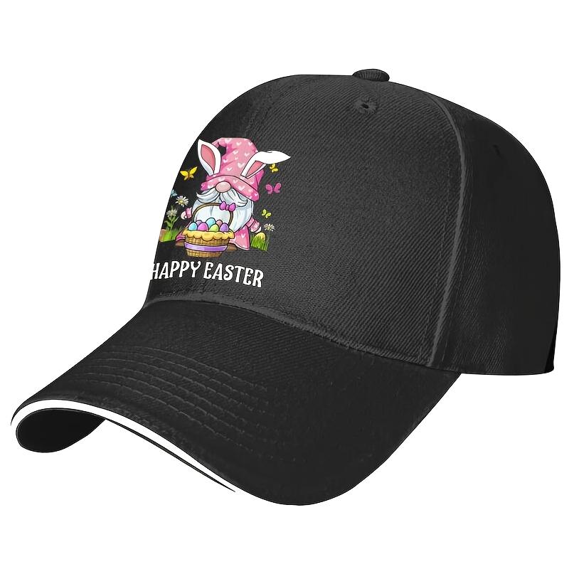 Easter Gnome Basket Happy Easter Baseball Cap Polyester Breathable Adjustable Casual Hat Adult Outdoor
