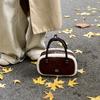 Vintage Cotton Candy Crossbody Bag for Commuting  Furry Fringe Suede Bowling Bag