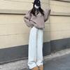 Spring And Autumn Casual Loose Fit Women Regular Wide-Leg Pants Fashion High Waisted Drawstring Trousers with Pockets