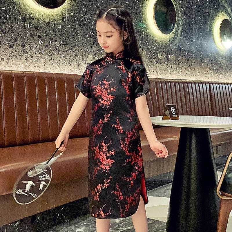 2023 Chinese Style Floral Cheongsam for Girls - Birthday, Banquet & Performance Dress