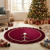 Christmas Tree Skirt with Gold Trim Ruched for Living Room, Hotel Lobby