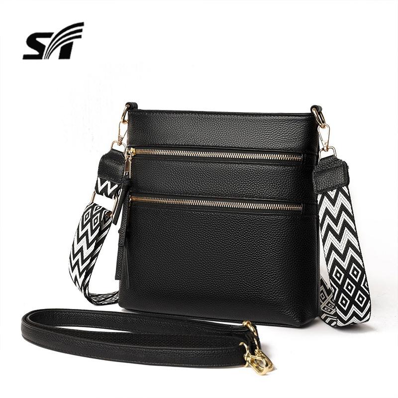 New women's bag fashion cowhide bag soft leather oblique span bag multi-functional leisure bag leather shoulder bag