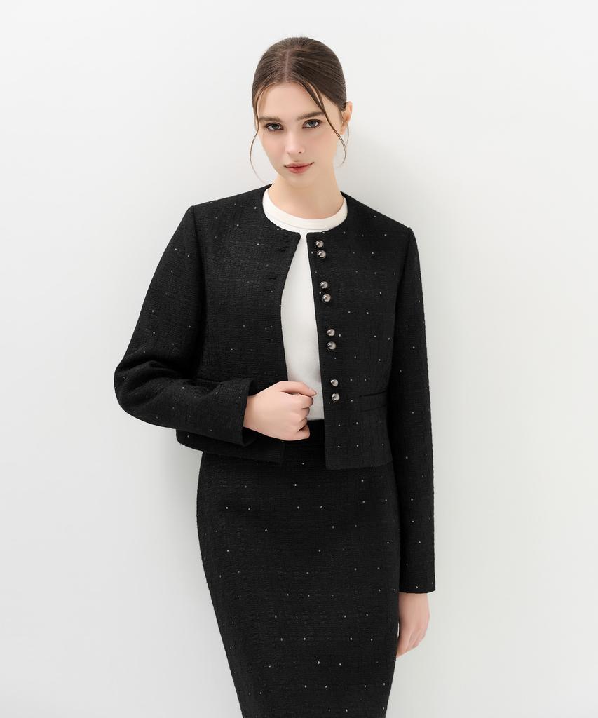 Laneonkyulleoseu Tweed Midi Skirt_Black