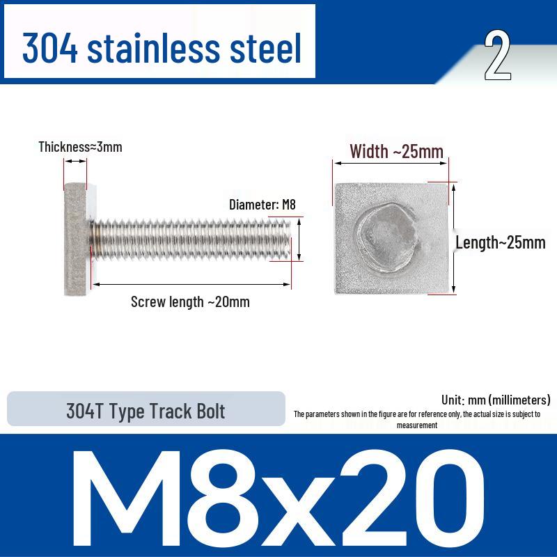 Custom 304 Stainless Steel T-Slot Irregular Rectangular T-Bar Bolt M6/M8