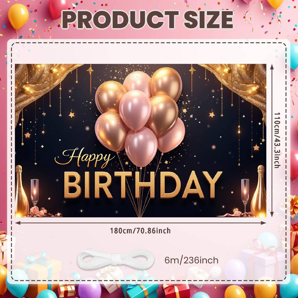 Sparkle Background Champagne Glasses Birthday Display Cheers Display Pink Balloons Party Backdrop For Women's Gathering Festive