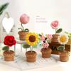 1pc Hand-Knitted Artificial Simulation Potted Plant, Crocheted Yarn Artificial Flower Decoration, Suitable for Mother's Day, Anniversaries, Birthdays