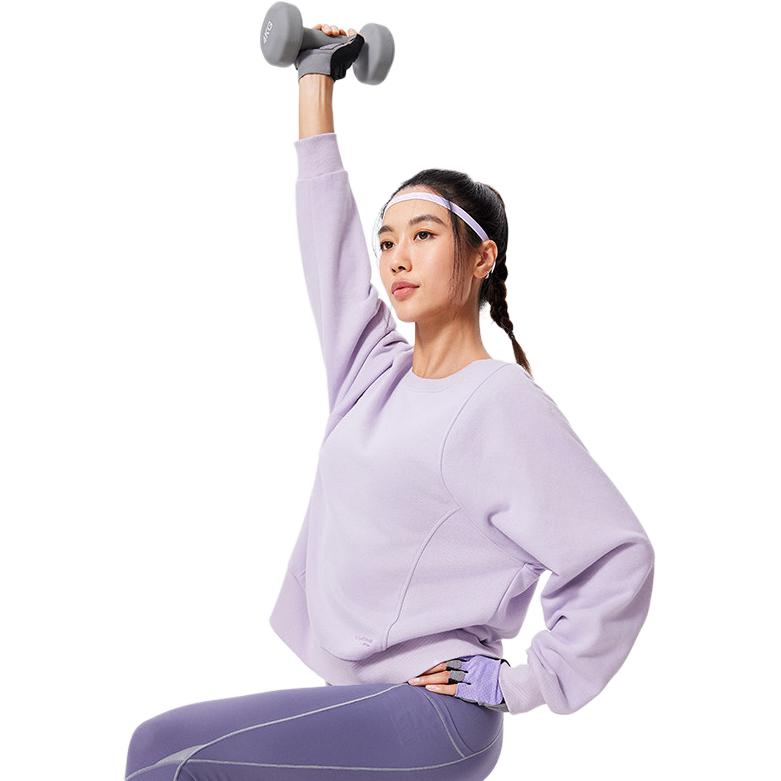 Li-Ning Fitness Series Moisture-Wicking Thermal Solid Color Round Neck Comfortable Breathable Fleece Warm Dopamine Casual Sweatshirt AWDU556-7