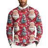 Men's Christmas Printed Crewneck Long Sleeve Ribbed Knit Pullover Sweater | Relaxed Fit Casual Business Knitwear For Holiday Parties & Daily Wear