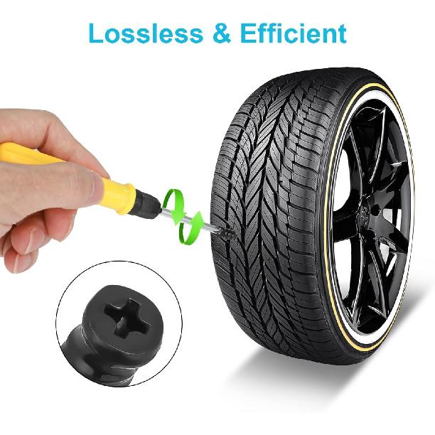 Linkstyle 60PCS Tire Plug Kit, Tire Repair Rubber Nails, Vacuum Tyre Repair Screws Fast Repair Kit With A Box, Screwdriver, For Car Motorcycle Truck