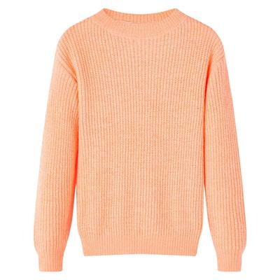 Sweter Dziecięcy Z Dzianiny, Jasnopomarańczowy, 140