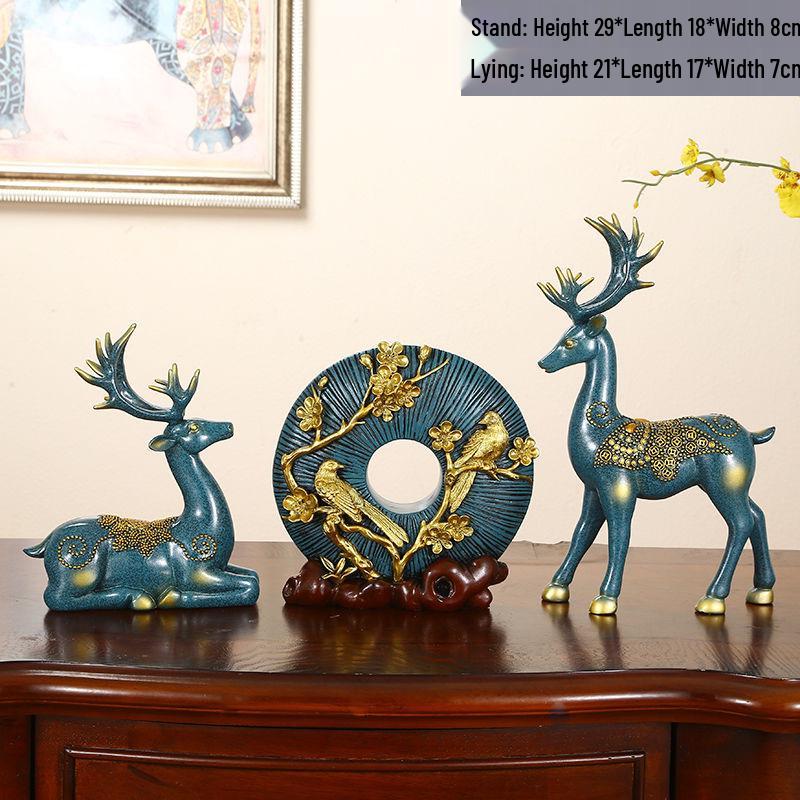 Fortune Deer Wealth-Attracting Ornament for Living Room and Cabinet – Perfect Housewarming or Opening Gift