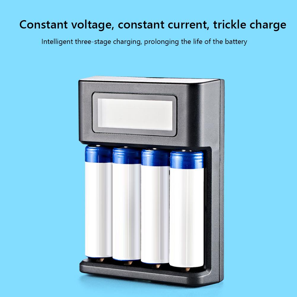 4 Slots LCD Display Smart LCD Charger Independent Slot Fast Charger USB Input for NI-MH /NI-CD AA AAA 1.2V Rechargeable Battery
