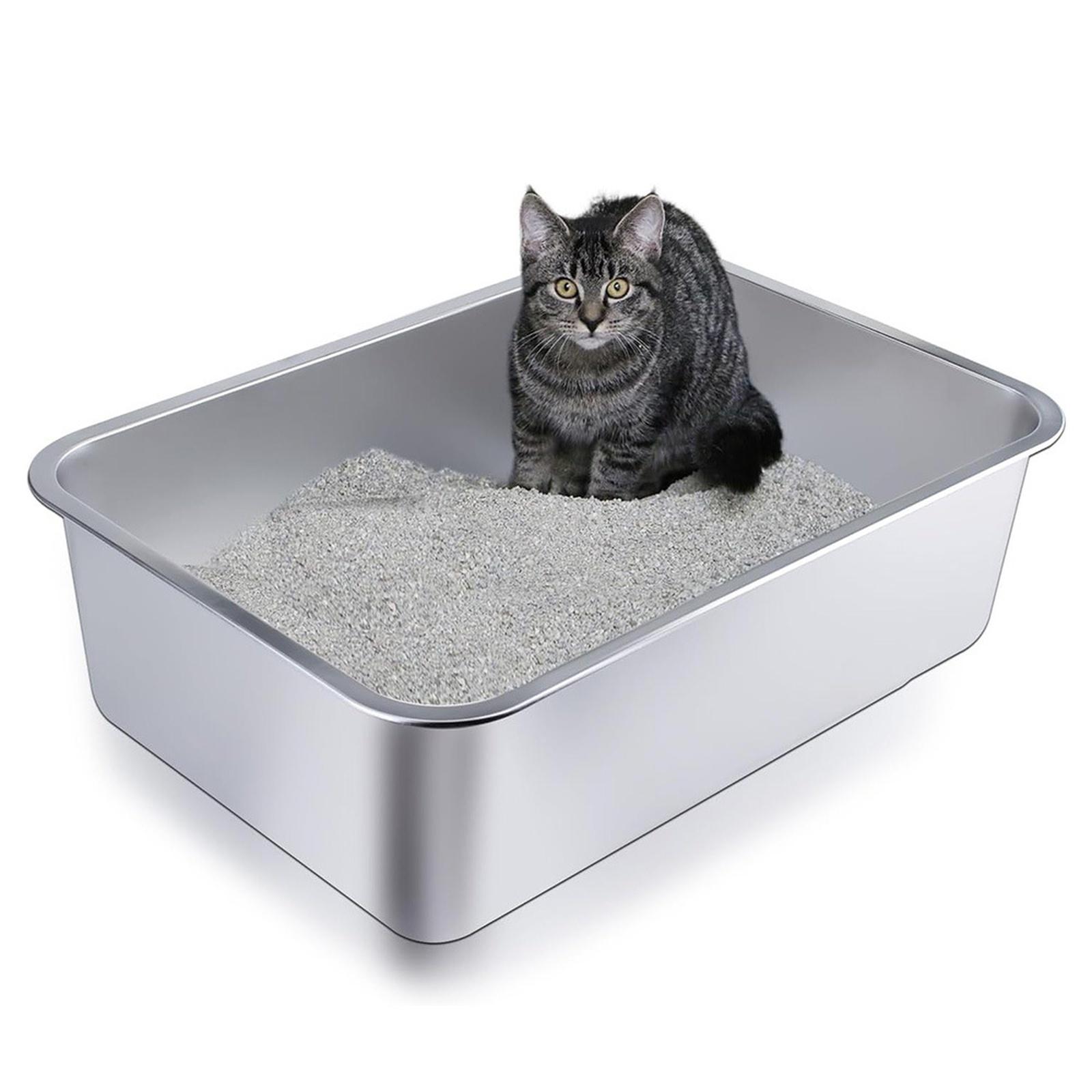 

Litter Box Long Stainless Steel Pet Litter Box Stainless Steel Litter Box with Easy Design for s for Use One Size