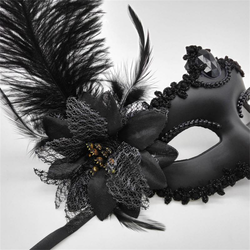Party Masks Venice Adult Masquerade Princess Mask Female Half Face Sexy Side Flower Ostrich Fluff Masks Festival Event Supplies