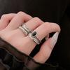 Black Double-Layer Ring French Retro Personalized Stacked Niche Design Cold Wind Simple Fashion Index Finger Ring