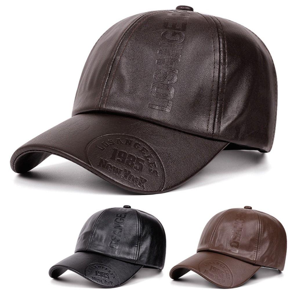 Casual Wear Leather Baseball Cap Adjustable Sun Protection Hat Men Vintage Hat  Outdoor Travel