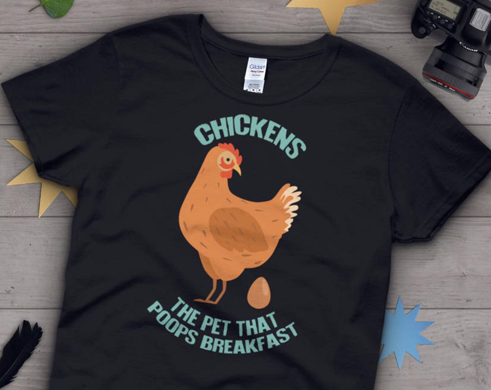 Funny Chicken Shirt, , Chicken Lover Gift, Cute Bird T-shirt, Chook Tshirt, Pet Graphic Tee, Tops, Clothing, Chicken Poop Breakfast 130