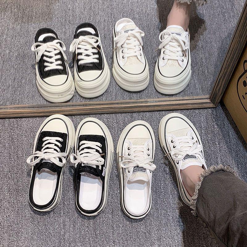 Internet Celebrity Bag Head Slippers Women's Summer Outer Wear 2025 New Net Shoes Versatile Breathable Mesh Without Heel Muffin Women's Shoes