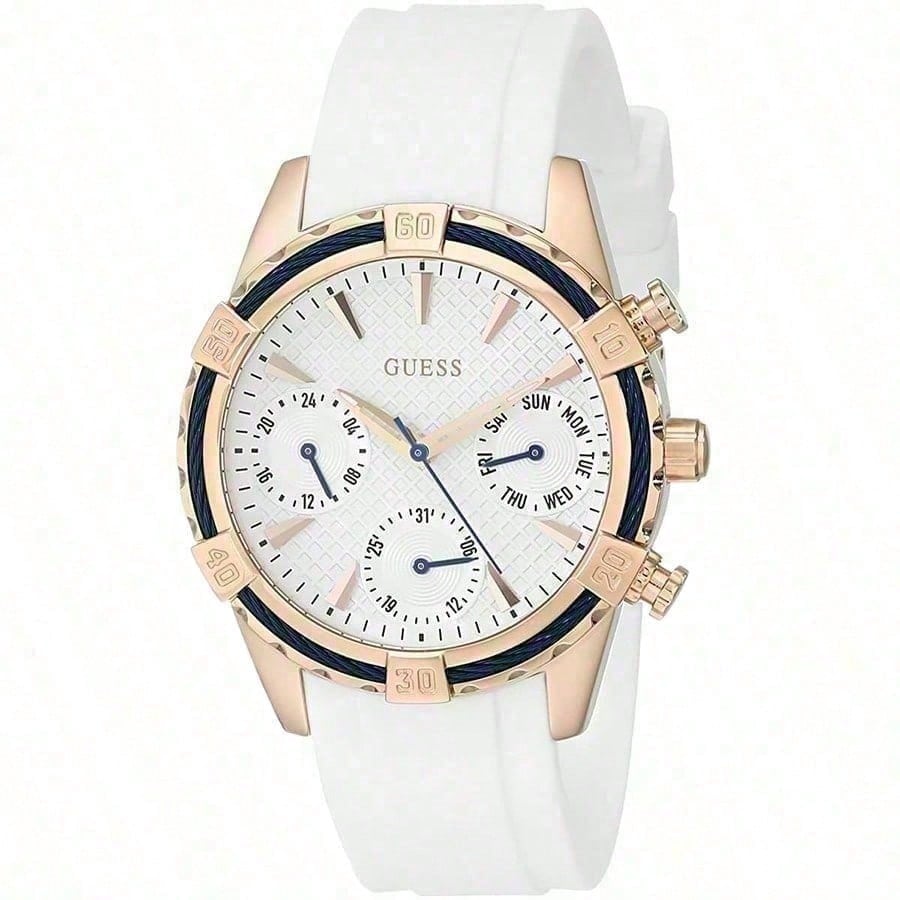 

Guess Ladies Quartz Watch - Dark Blue Dial/Strap 3-Dial Sunday Display | Elegant Gift for Girlfriend/Mother W0562L1