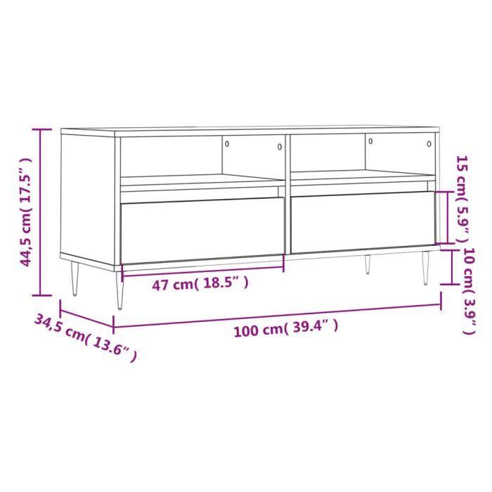 VidaXL Meuble TV blanc 100x34,5x44,5 cm bois d'ingénierie 831228