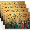 4pc S Gustav Klimt Floral Placemats Featuring A Golden Design, Ideal for Dining Tables, Kitchens
