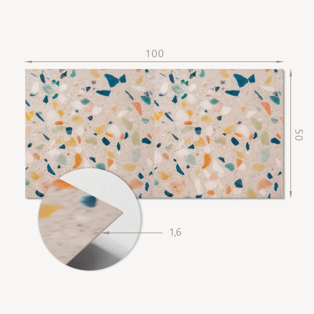 Winylowy Panel Samoprzylepny Do Kuchni 100X50 Cm Wzór Z Kolorowymi Fragmentami