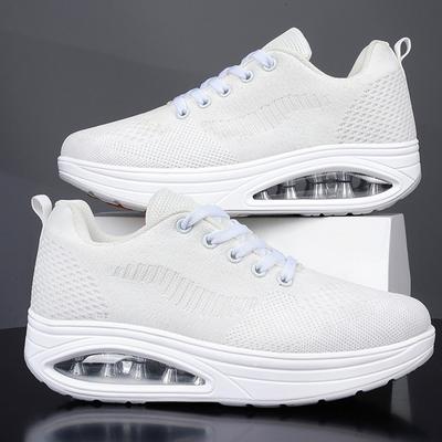 Women Shoes Women Platform Shoes Mesh Breathable Thick Soled Shoes Ladies Non-Slip White Sneakers Trainers Womens