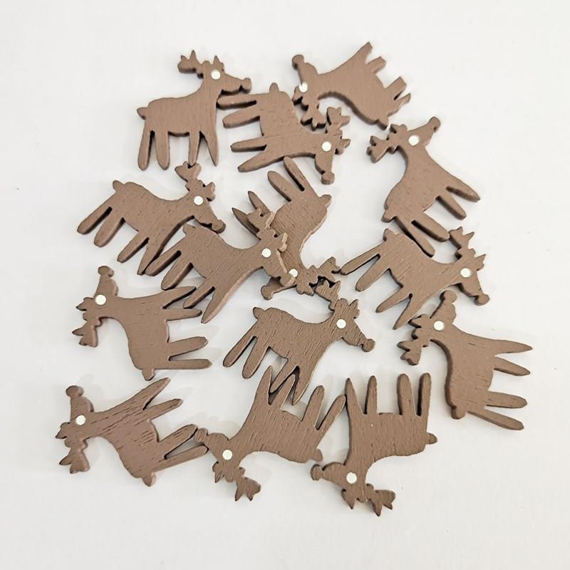 Christmas Tree & Elk Wood Decorative DIY Buttons Set: Printed Gloves & Colorful Designs