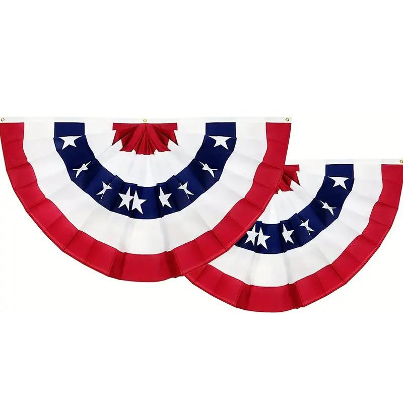 

4 шт. 1,5x3 фута напечатанные полосы звезды плиссированные веерные гирлянды полубаннер флаг для украшения Дня независимости 4 июля
