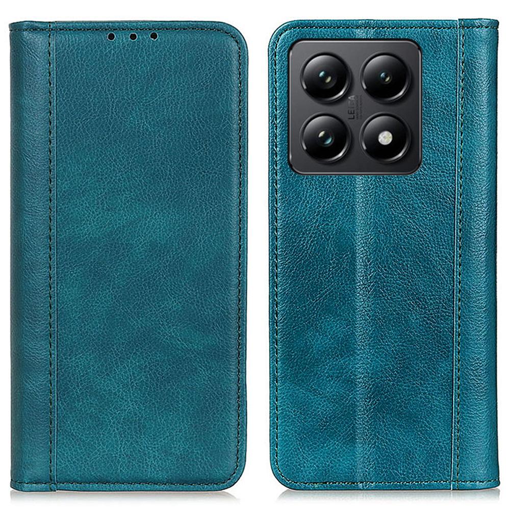 

For Xiaomi 14T Stand Case Split Leather Litchi Texture Wallet Phone Cover Green