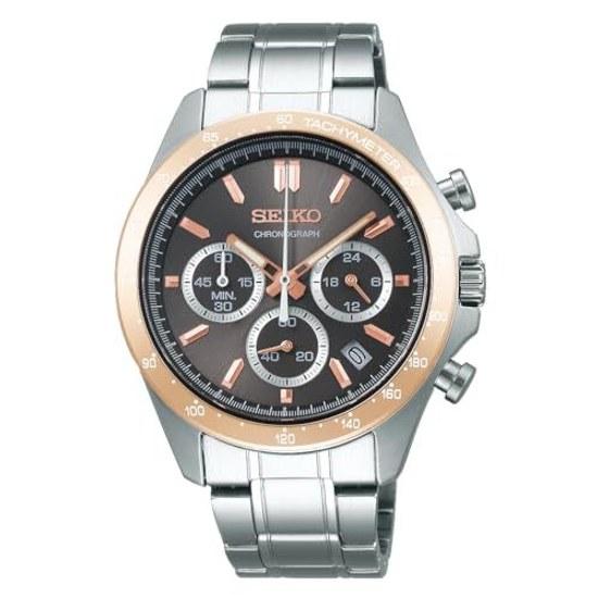 SEIKO SELECTION SBTR026 orologio da polso da uomo al quarzo con batteria cronografo quadrante marrone calendario data lancetta 24 ore acciaio inossidabile color oro rosato